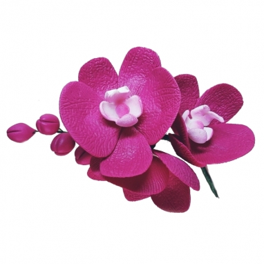 Kwiat cukrowy orchidea purpurowa gałązka do dekoracji tortu 1 szt.